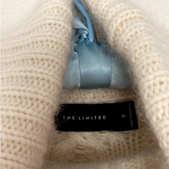 Vintage Medium Angora Lambswool Fisherman Sweater Turtleneck Cable Knit Chunky - Picture 10 of 10